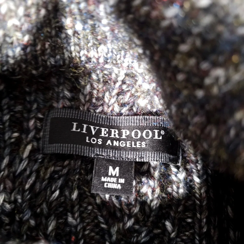 Liverpool Cardigan Sweater Mens M‎ Olive Multi Cable Knit Button LG953MS63